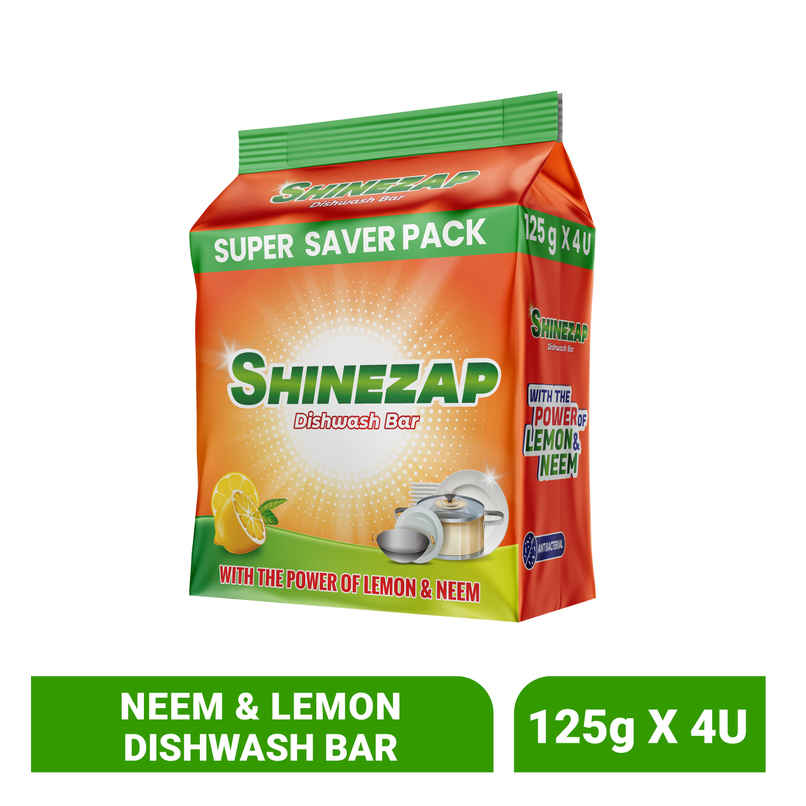 Shinezap Lemon & Neem Dishwash Bar Pack Of 4 Shinezap Lemon & Neem Dishwash Bar Pack Of 4