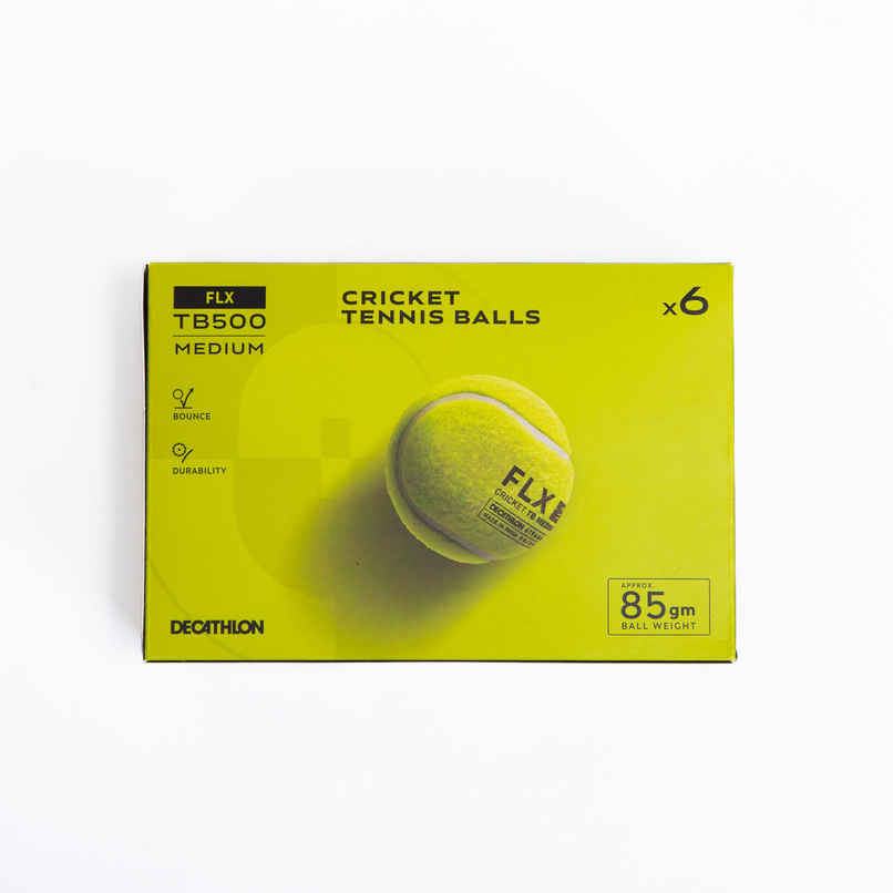 Decathlon FLX Medium Tennis Cricket Ball | Yellow | 80g