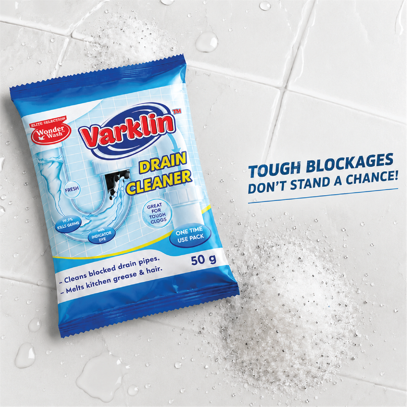 Varklin Drain Cleaner Powder 50g | Unblocks Drain Pipes, Melts Kitchen Grease & Hair Varklin Drain Cleaner Powder 50g | Unblocks Drain Pipes, Melts Kitchen Grease & Hair