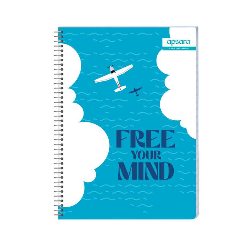 Apsara Spiral Notebook 6 Subject Unruled 60gsm (29.7 x 21 cm, 400 Pages, Covers May Differ)