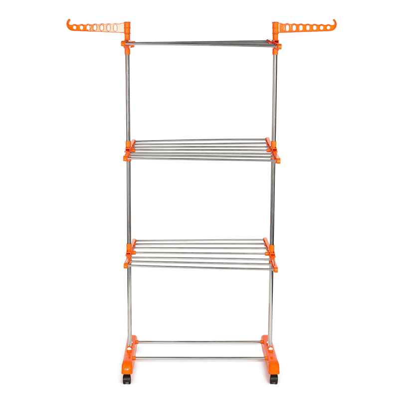 TNC Orange Single Poll 3 Tier Stainless Steel Cloth Dryer Stand