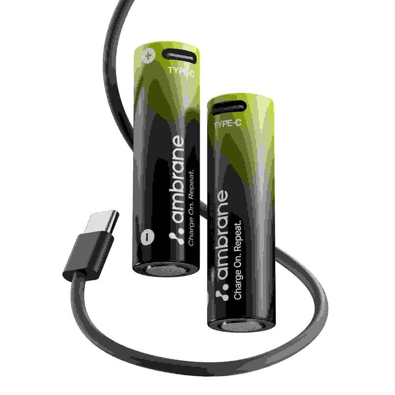 Ambrane AA Type C Rechargeable Lithium Ion Batteries | Green