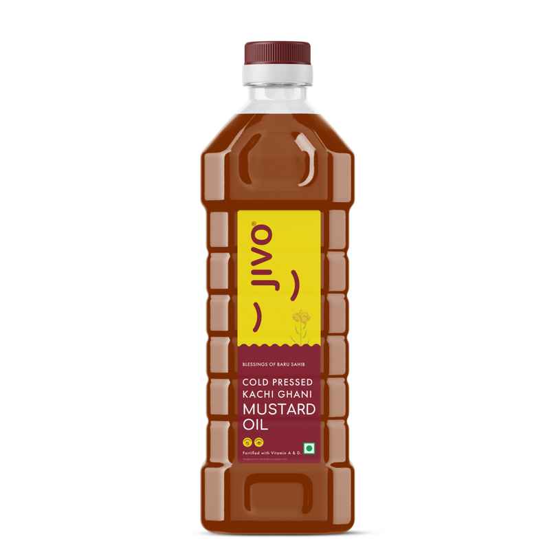 Jivo Kachi Ghani Mustard (Sarson) Cold Pressed Oil | Vitamin Fortified Cooking Oil Jivo Kachi Ghani Mustard (Sarson) Cold Pressed Oil | Vitamin Fortified Cooking Oil