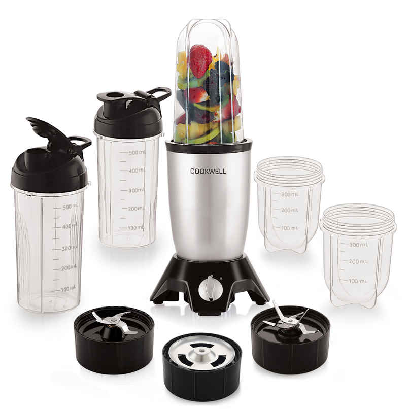 Cookwell Bullet Mixer Grinder | 600 W | 5 Jar | 3 Blades - Silver Cookwell Bullet Mixer Grinder | 600 W | 5 Jar | 3 Blades - Silver