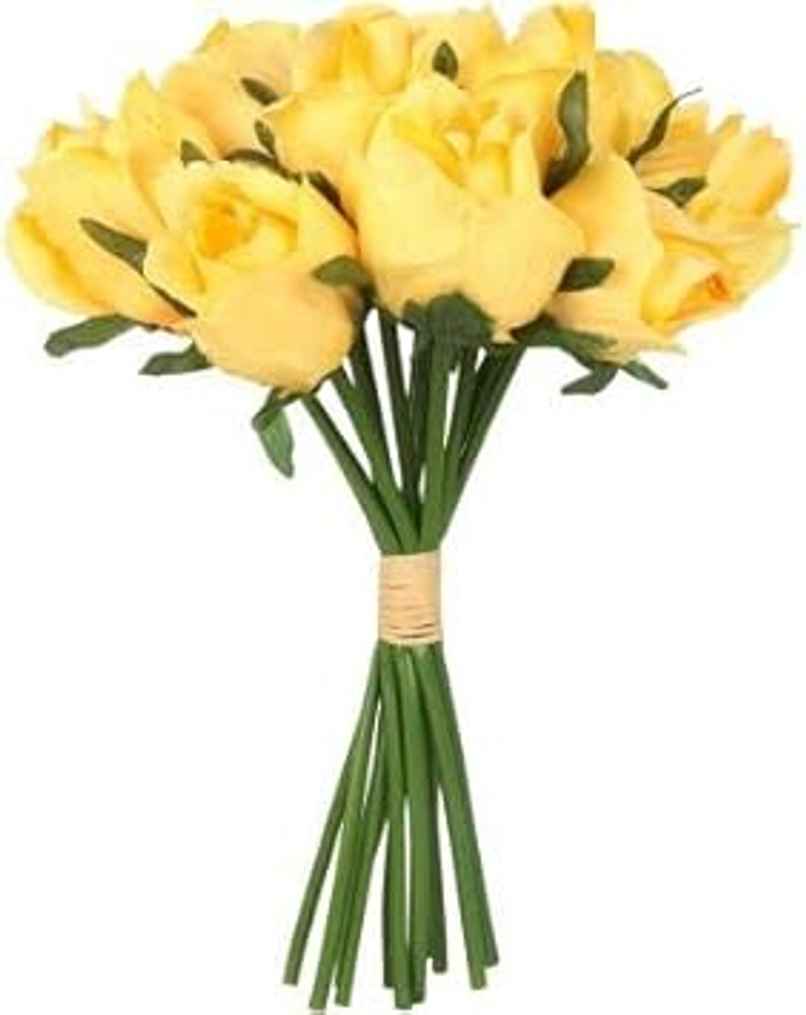TIED RIBBONS Artificial Rose Bunch | Yellow