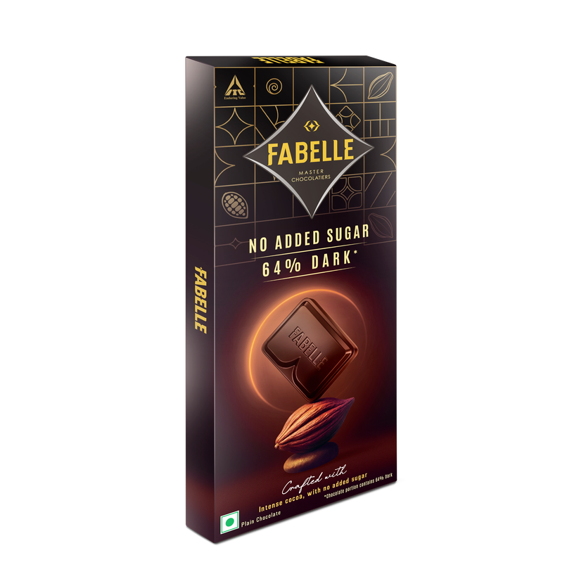 Fabelle No Added Sugar Dark Chocolate | 64% Dark Intense Rich Cocoa | No Added Sugar Fabelle No Added Sugar Dark Chocolate | 64% Dark Intense Rich Cocoa | No Added Sugar