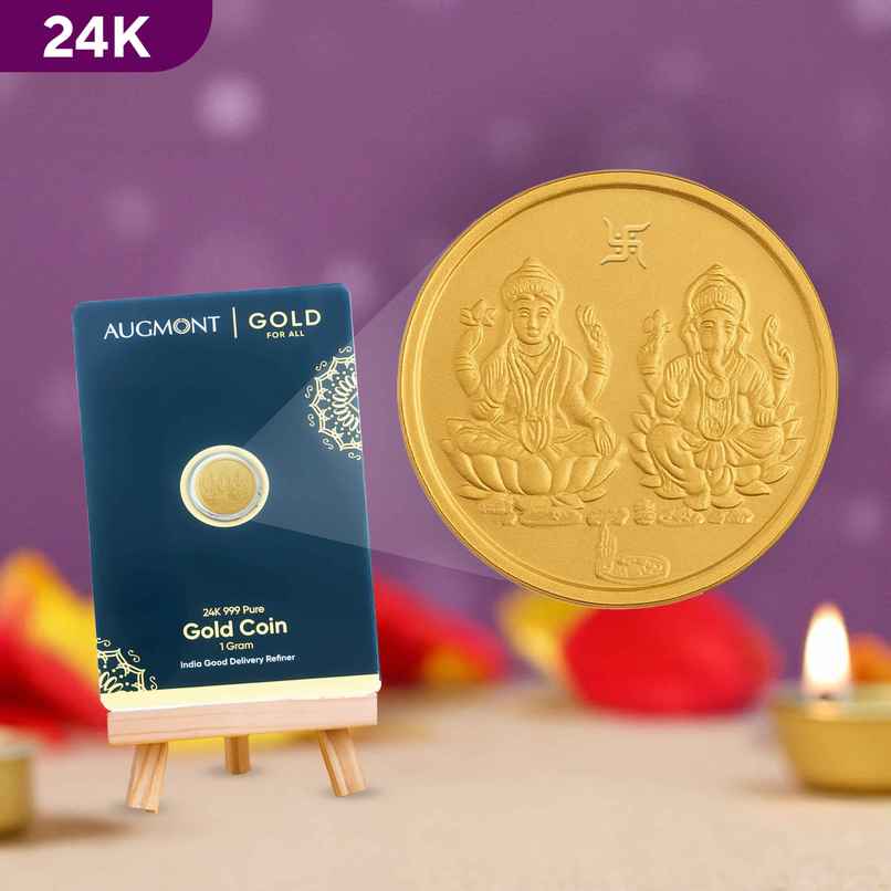 Lakshmi Ganesh Pure Gold Coin | 24 Karat 999 Pure Gold Coin | 1 g | Augmont