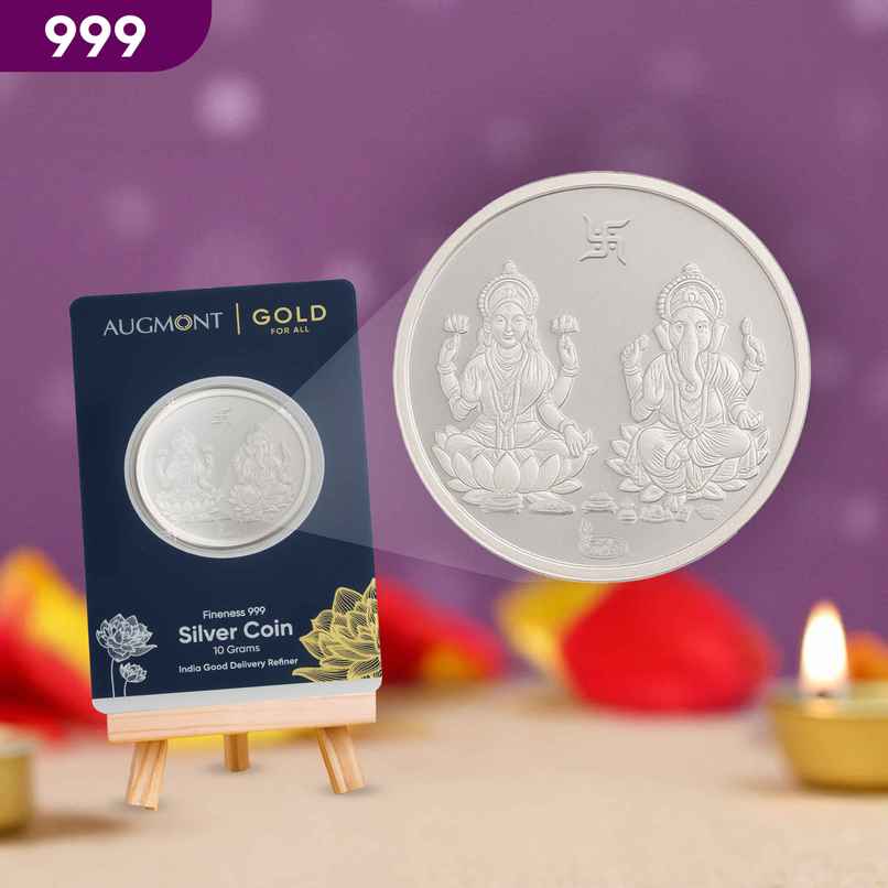 999 Pure Silver Coin | Lakshmi Ganesh Design | 10 g | Augmont