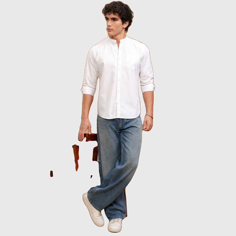 Highlander Men Slim Fit Casual Shirt | White | M