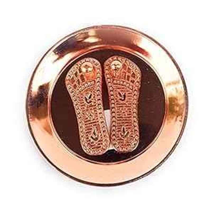 Devnidhii Copper Plate With Charanpaduka Devnidhii Copper Plate With Charanpaduka
