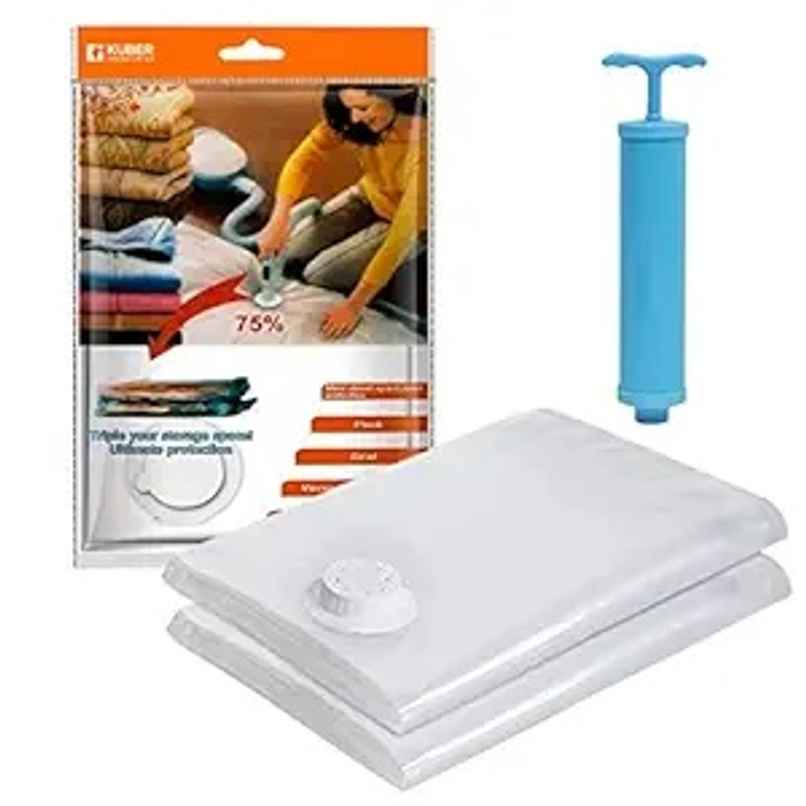 Kuber Industries Plastic Vacuum Storage Bags | Space Saver for Comforters & Clothes | Pack of 2 Kuber Industries Plastic Vacuum Storage Bags | Space Saver for Comforters & Clothes | Pack of 2