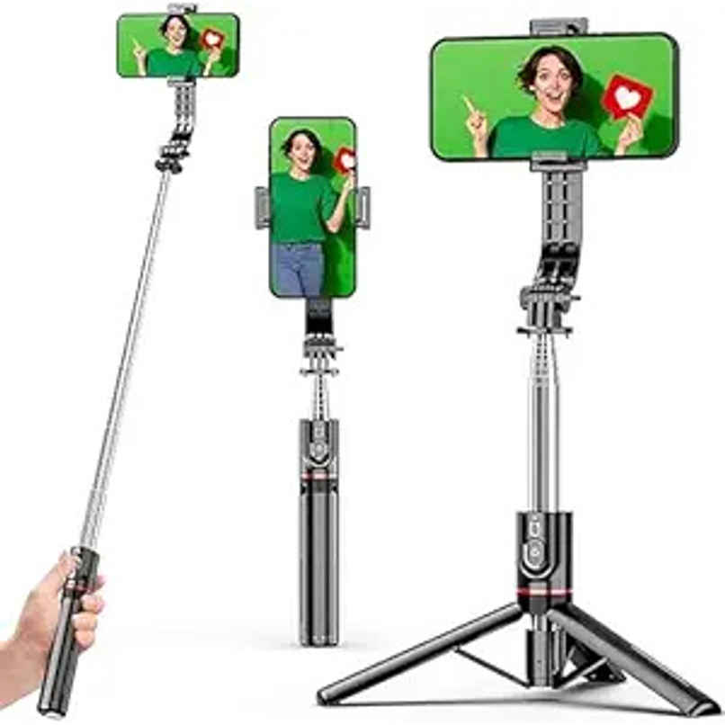 Sounce Bluetooth Selfie Stick Tripod Stand | 360 Degree Rotatation | 45 Inch Extension | Black