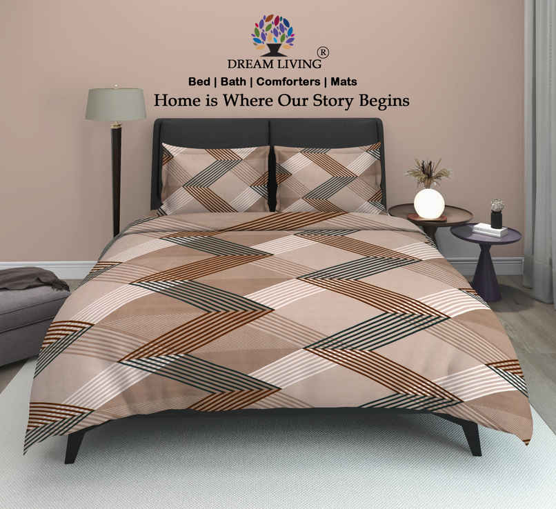 Dream Living 135 GSM Double Bedsheet Set |220 x 250 cm| With 2 Pillow Covers