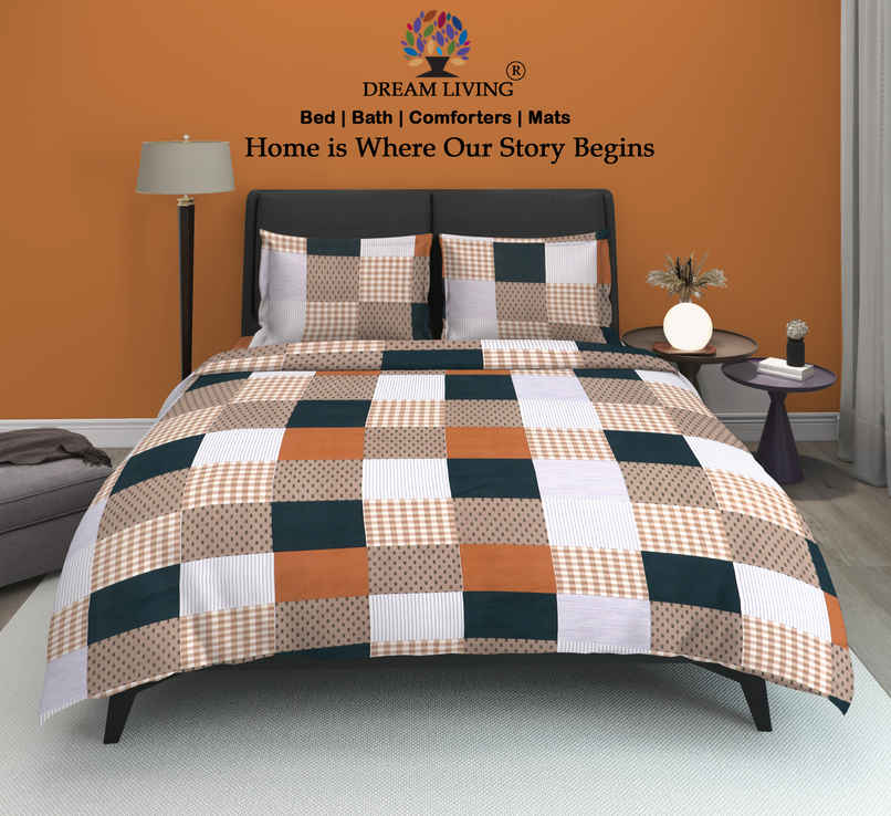 Dream Living 135 GSM Double Bedsheet Set |220 x 250 cm| With 2 Pillow Covers