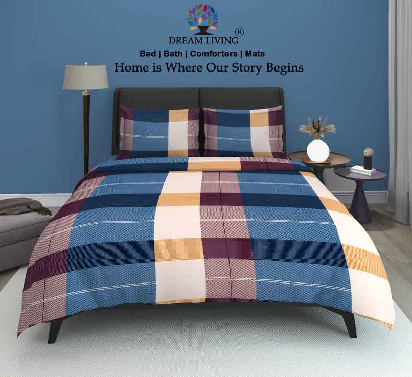 Dream Living 135 GSM Double Bedsheet Set |220 x 250 cm| With 2 Pillow Covers