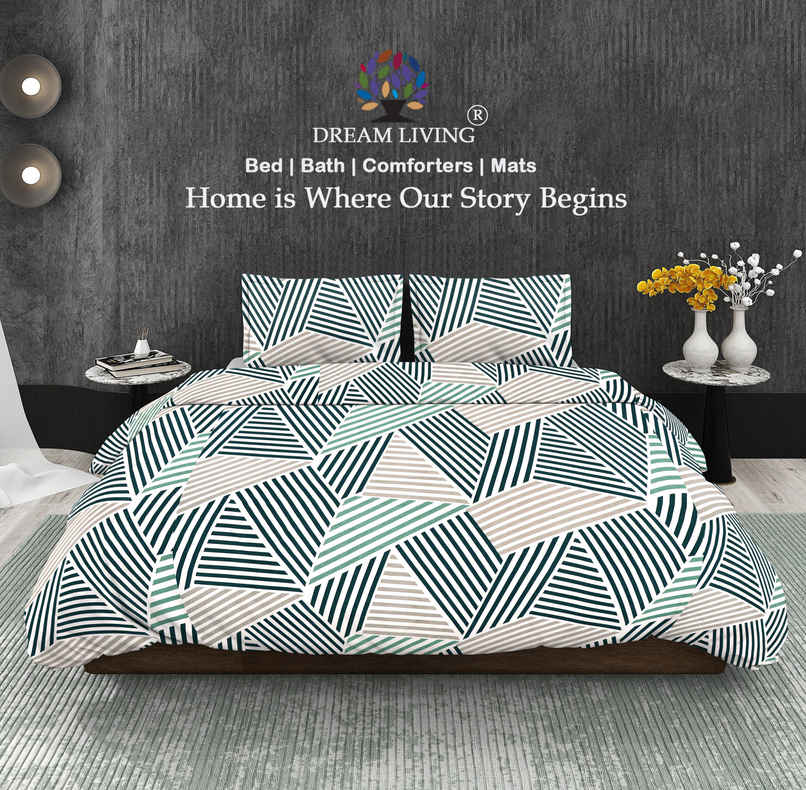 Dream Living 115 GSM Double Bedsheet Set |220 x 250 cm| With 2 Pillow Covers
