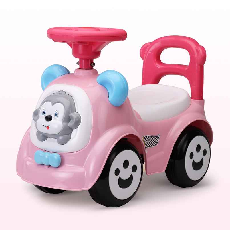 LuvLap Sunny Ride On Car with Music Horn Push Handle Backrest Guard Pink for Kids 1-3 Years
