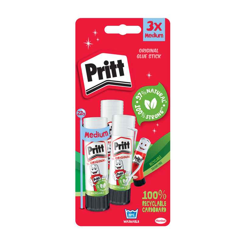 Pritt Glue Stick | Safe & Child-Friendly | Ideal For School&Oiffice | Clear Glue - Pack Of 3 Pritt Glue Stick | Safe & Child-Friendly | Ideal For School&Oiffice | Clear Glue - Pack Of 3