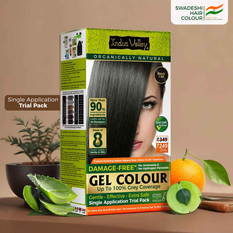 Indus Valley Gel Hair Colour for Women & Men Damage, Ammonia & PPD Free Hair Color | Black