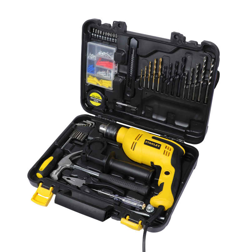 STANLEY SDH550KPA-IN 550W 13mm Corded Single Speed Hammer Drill Machine and Hand Tool Kit - 120 Pcs.