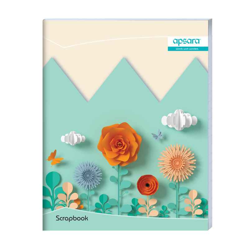 Apsara Scrapbook for Students | Center Staple | A4 Size Approx | Unruled | Assorted