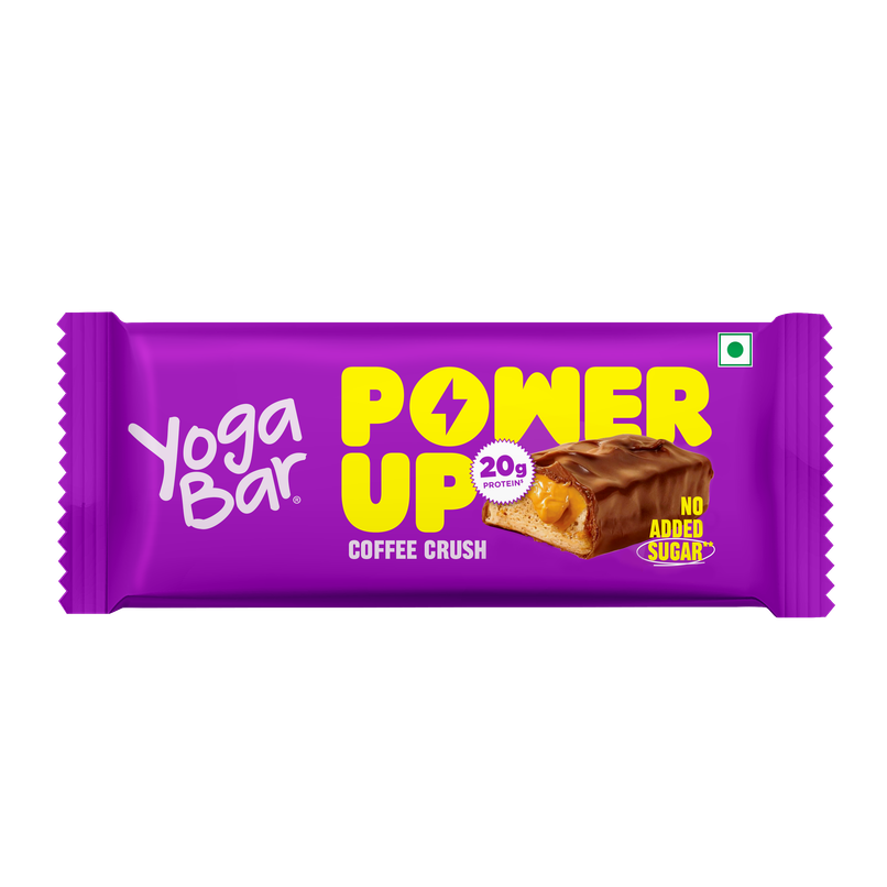 Yoga Bar Power Up 20g Protein Bar Coffee Crush, No Added Sugar, Whey Protein Concentrate, Isolate