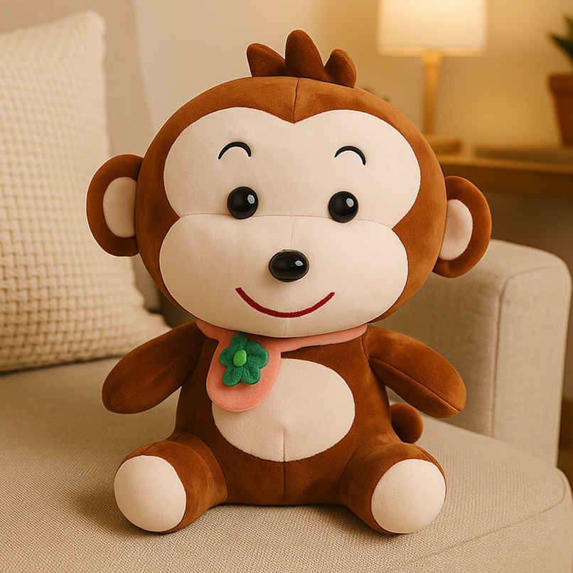 Spanker Monkey Soft Toy | Cute Plush for Kids & Room Decor | Brown - 27 cm