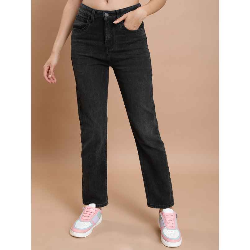 Tokyo Talkies Women's Straight Fit Light Fade Stretchable Jeans | Dark Grey - 32