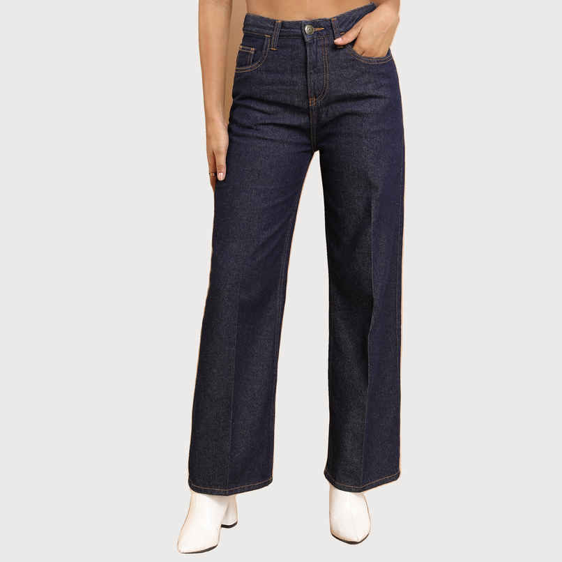 Tokyo Talkies Women's Flared Clean Look Cotton Jeans | Indigo - 28