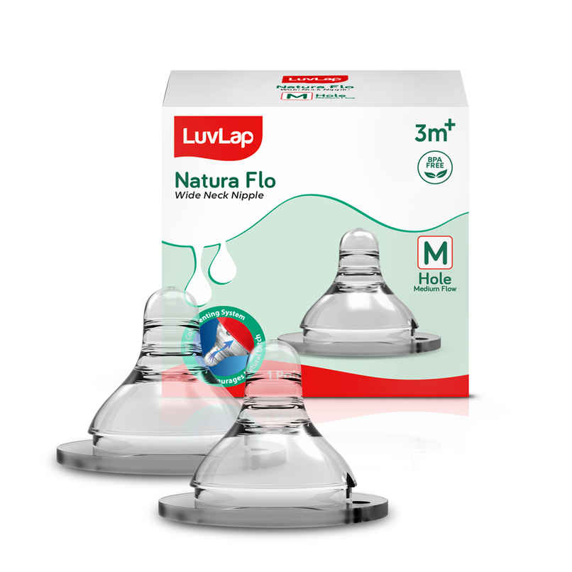 LuvLap Anti Colic Natura Flo Teat Nipple for Wide Neck Bottle Slow Flow 0m LuvLap Anti Colic Natura Flo Teat Nipple for Wide Neck Bottle Slow Flow 0m