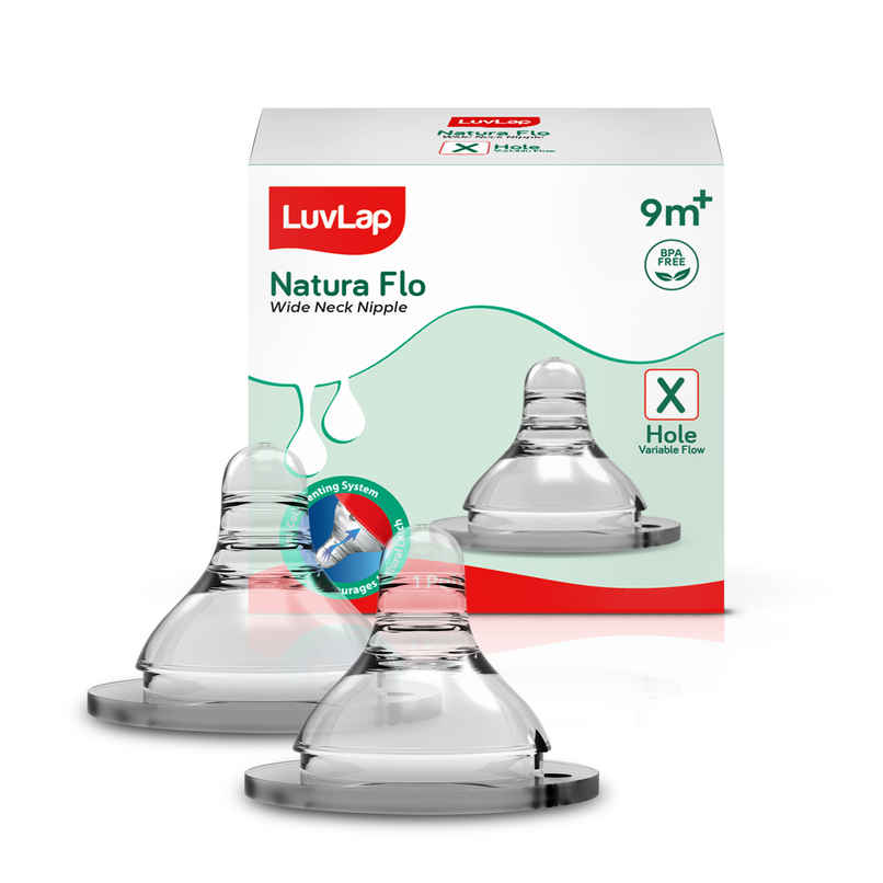 LuvLap Anti Colic Natura Flo Teat Nipple for Wide Neck Bottle Variable Flow 9m LuvLap Anti Colic Natura Flo Teat Nipple for Wide Neck Bottle Variable Flow 9m