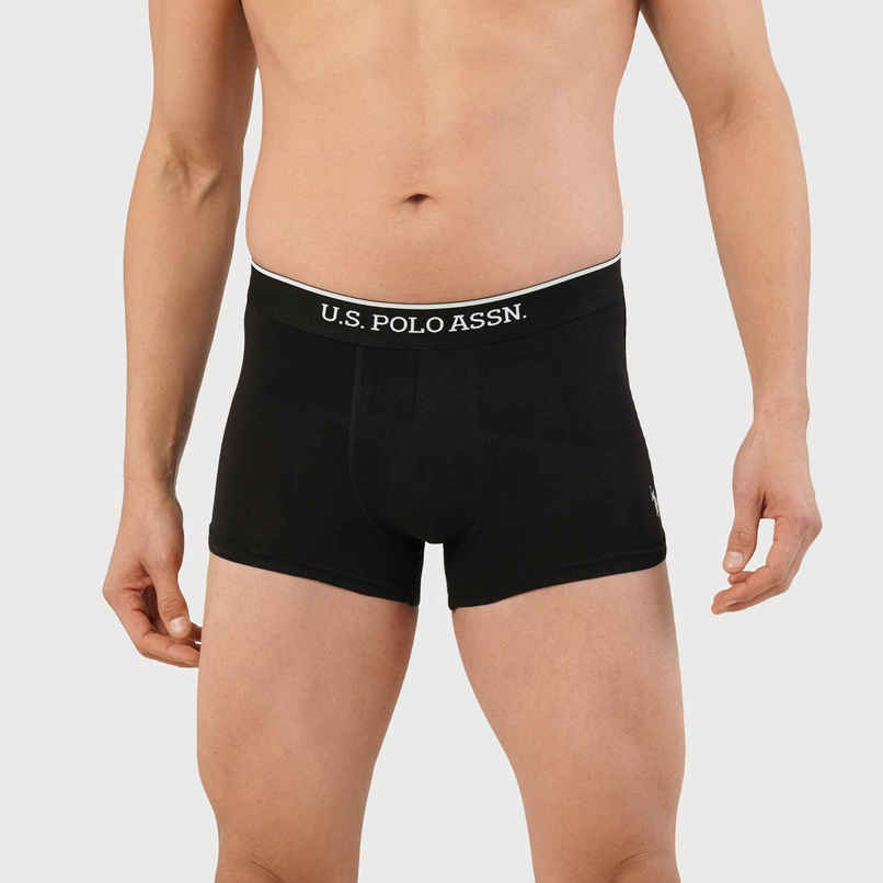 USPA Mens Trunks - Pack of 2 Solid Cotton Trunks - Black & Blue - M USPA Mens Trunks - Pack of 2 Solid Cotton Trunks - Black & Blue - M