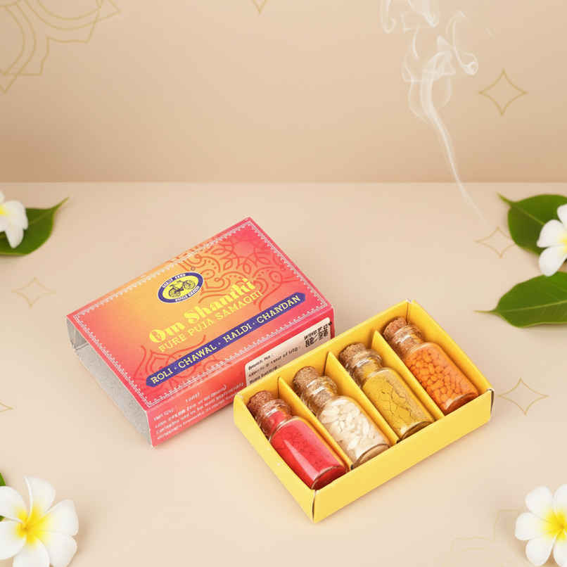 Om Shanthi Roli Chawal Set | Roli | Chawal | Haldi | Chandan | From House of Cycle
