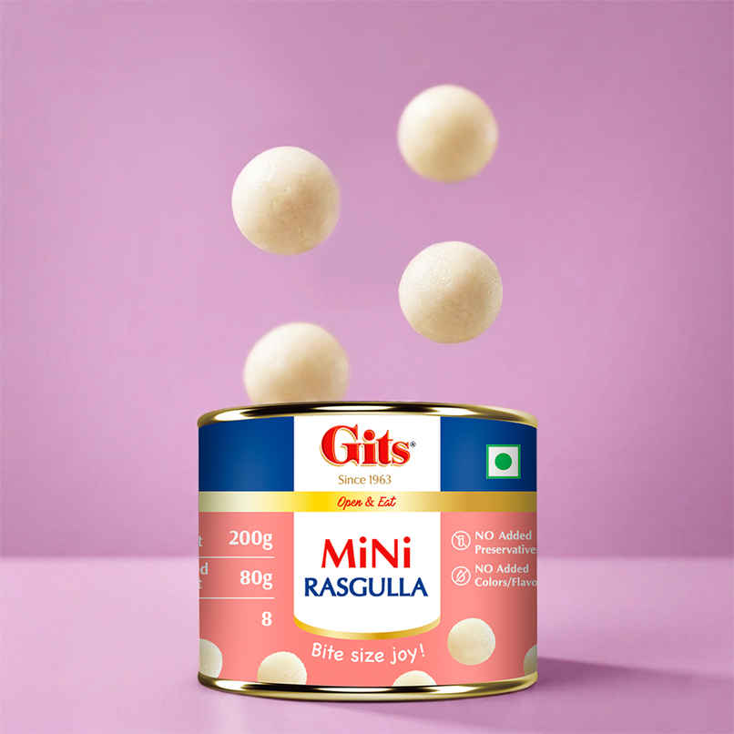 Gits MiNi Rasgulla Open & Eat Tin | Soft & Juicy