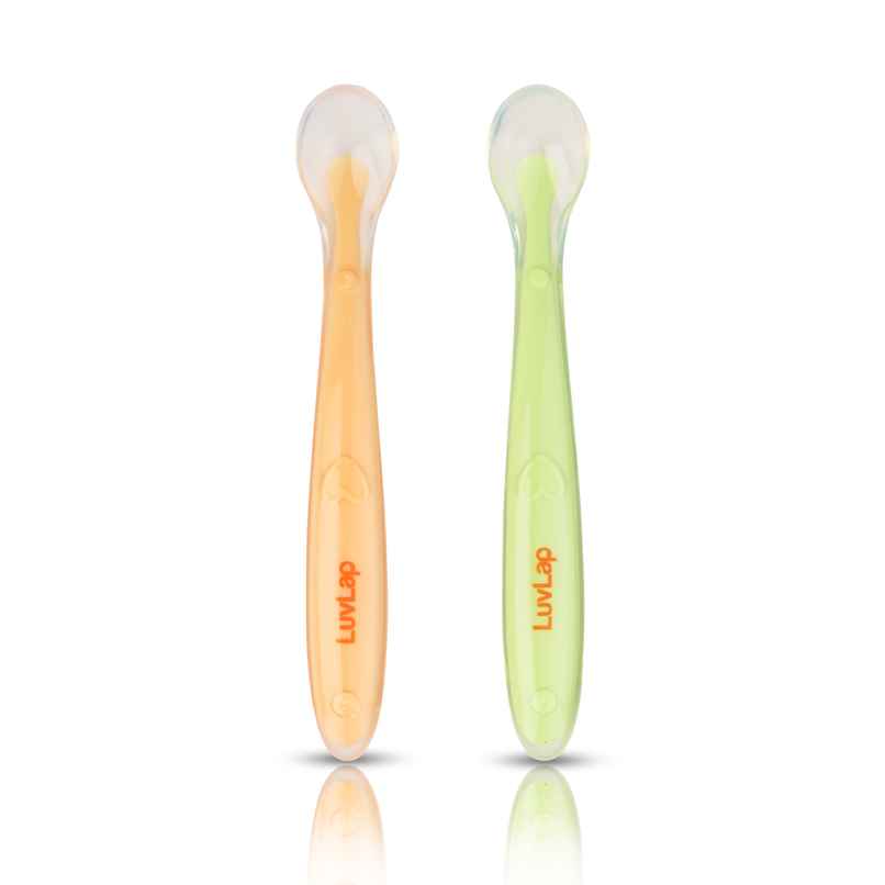 LuvLap Baby Feeding Spoon Set Of 2 | Bpa Free With Food Grade Silicone Tip | 4 Months+ | 16 Cm