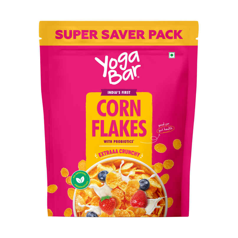 Yoga Bar Cornflakes Original Crunchy Breakfast cereals with Probiotics, High Fibre Pouch