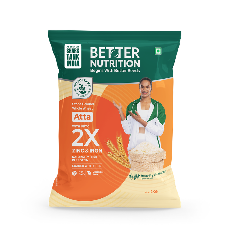 Better Nutrition Biofortified Wheat Atta | High Protein | Rich in Iron & Zinc | No Maida Better Nutrition Biofortified Wheat Atta | High Protein | Rich in Iron & Zinc | No Maida