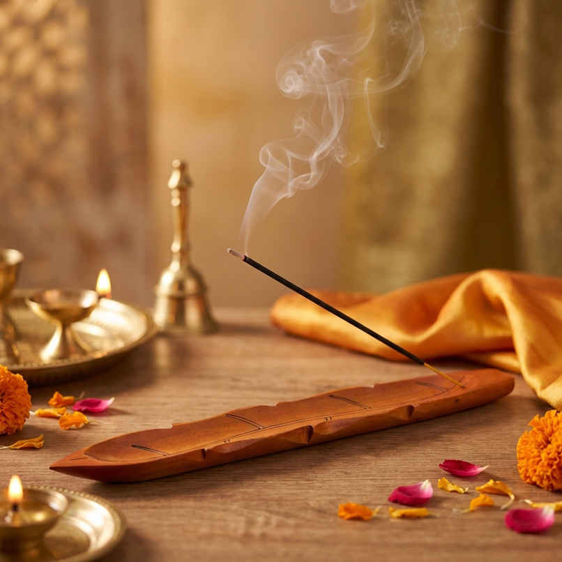 Eco Friendly Leaf Design Ash Catcher and Agarbathi Holder Handcrafted Non Toxic Burnt Orange Finish Eco Friendly Leaf Design Ash Catcher and Agarbathi Holder Handcrafted Non Toxic Burnt Orange Finish