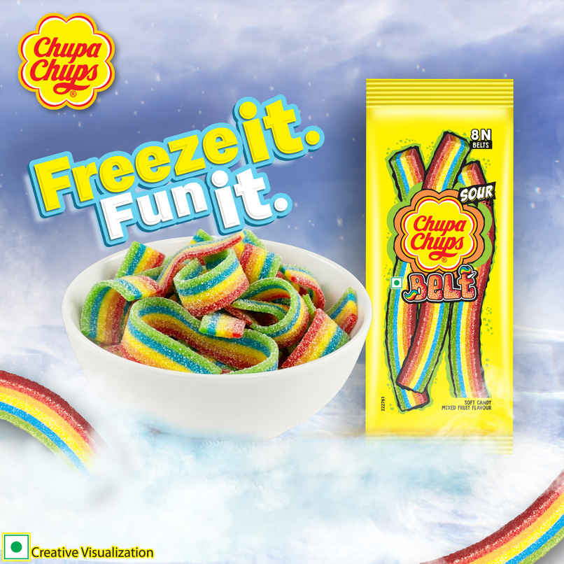 Chupa Chups Sour Belt Mixed Fruit Soft and Chewy Toffee