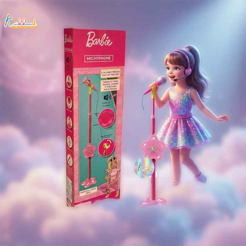Kriiddaank Barbie Kids Microphone With Adjustable Stand MP3, Mic & Speaker Connection -106 cm