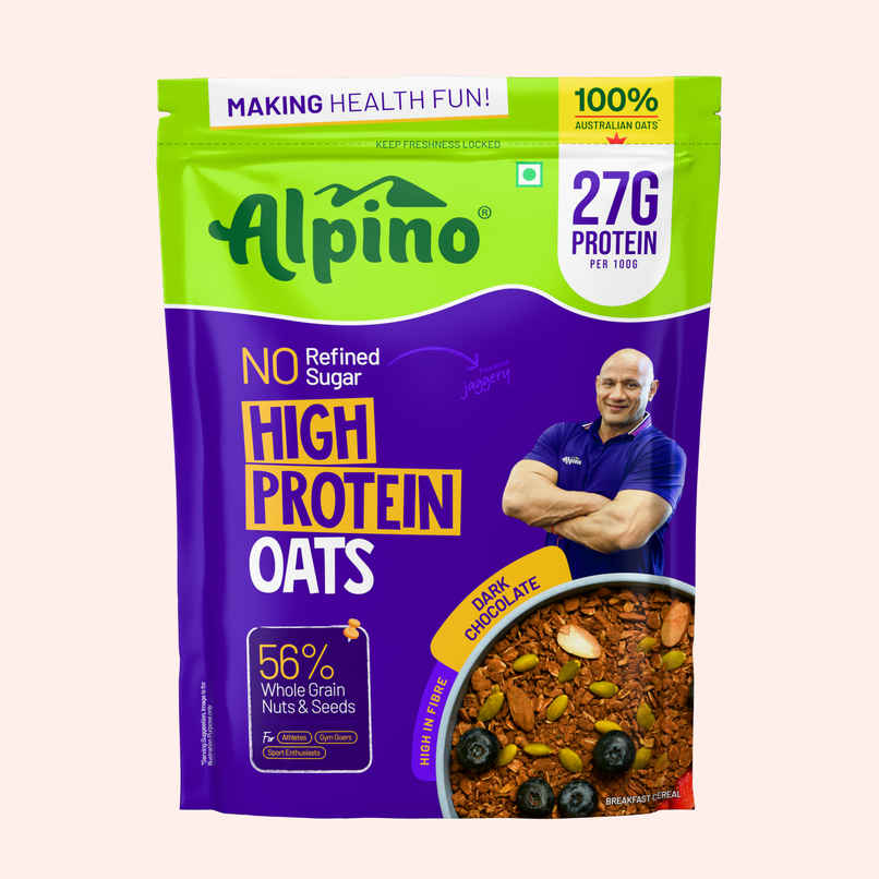 Alpino 25g High Protein Oats Dark Chocolate with Dry Fruit Nut & Seed Mix | No Refined Sugar & Salt Alpino 25g High Protein Oats Dark Chocolate with Dry Fruit Nut & Seed Mix | No Refined Sugar & Salt