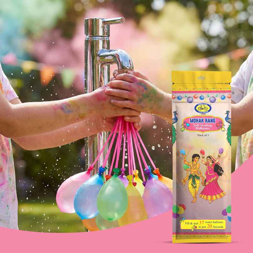 Mohak Rang Holi Self Sealing Water Balloons | Pack of 37 | Cycle