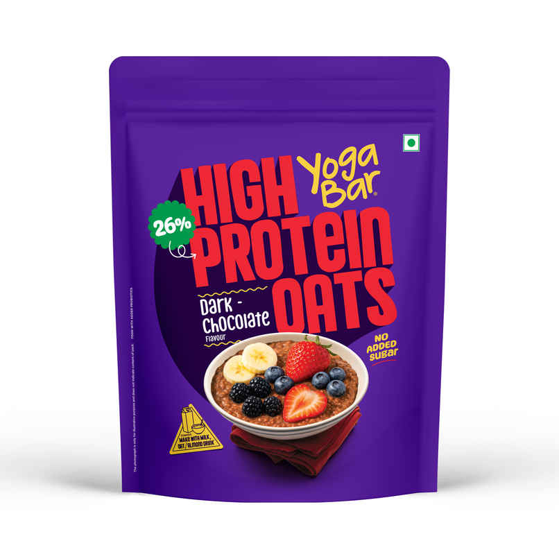 Yoga Bar High Protein Oats, No Added Sugar, Choco Almond or Dark Chocolate Whey Protein with Probiotics, High Fiber
