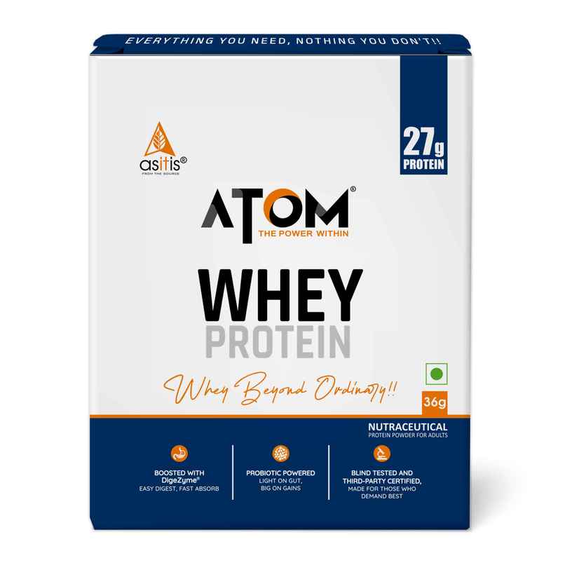 AS-IT-IS ATOM Whey Protein with DigeZyme & Probiotics | 27g Protein | Chocolate AS-IT-IS ATOM Whey Protein with DigeZyme & Probiotics | 27g Protein | Chocolate