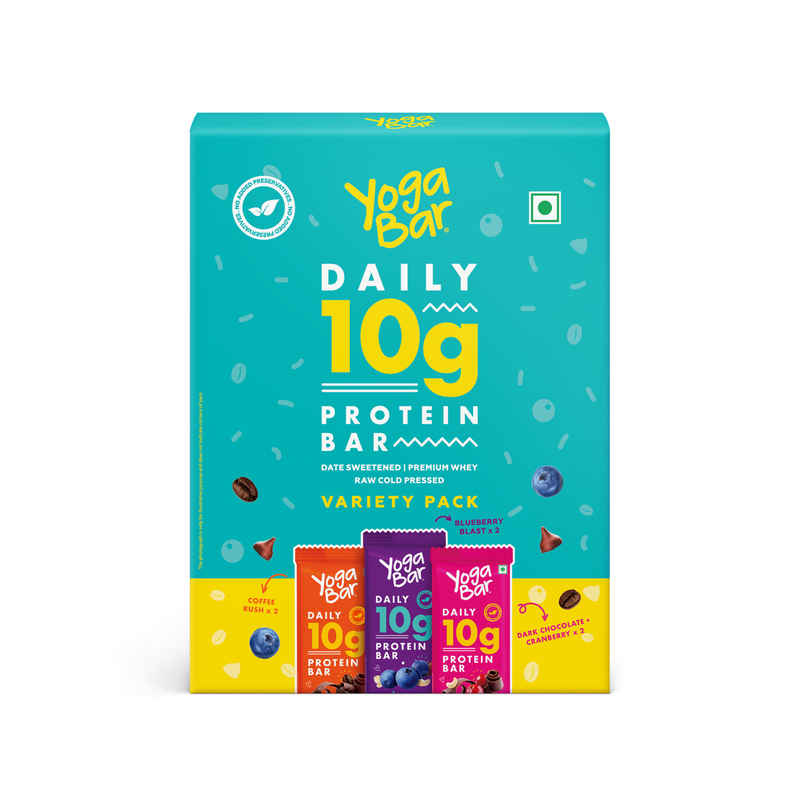 Yogabar Variety Pack 10G Protein Bars | Protein Blend & Premium Whey | Pack Of 6