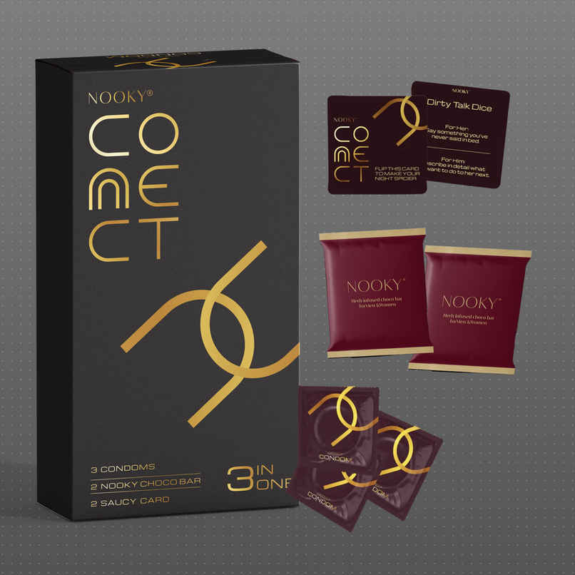 Nooky Connect 3 in 1 Condom Intimacy Kit Condoms Chocolates Scratch Cards Couple Gift