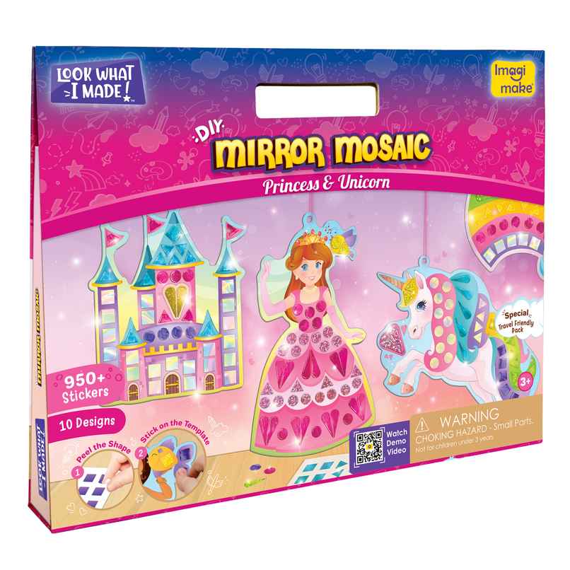 Imagimake Mosaic Kit | Princess & Unicorn | Mirror Art Toy | Magical Creative Gift