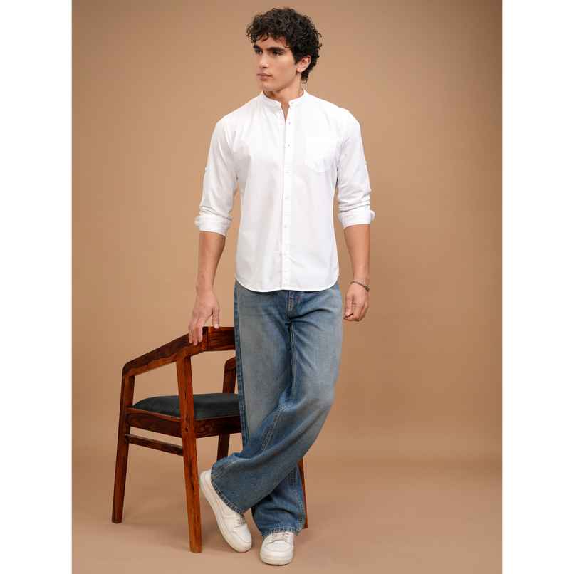 Highlander Men Slim Fit Casual Shirt | White | XL