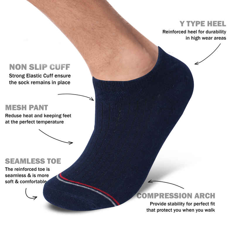 Englo Men's Solid 80% Cotton, 19% Polyester, and 1% Elastane Loafer Socks | Assorted - Free Size Englo Men's Solid 80% Cotton, 19% Polyester, and 1% Elastane Loafer Socks | Assorted - Free Size
