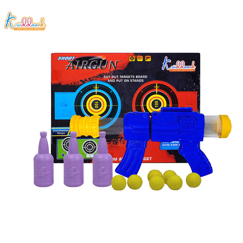 Kriiddaank Soft Ball Gun Air Pressure Foam Shooting Toy Set Target Bottles Multicolor Boys Girls